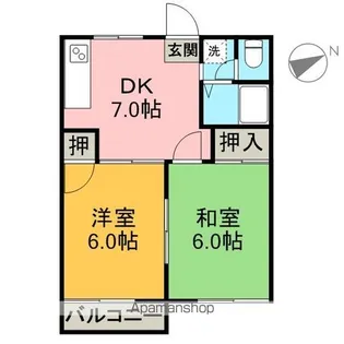 ハイツ向陽A【2階】の間取り
